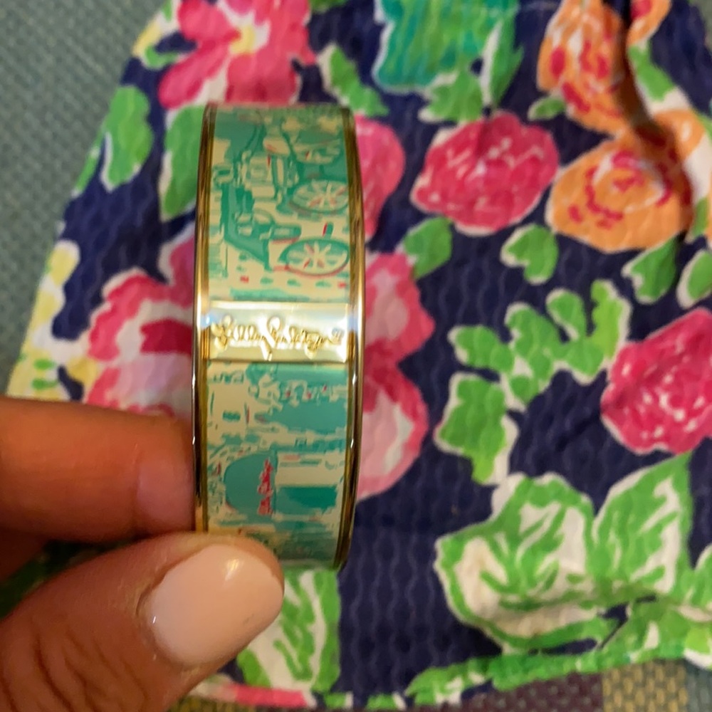 Lilly Pulitzer Print Gold Bangle Bracelet - Picture 4 of 4
